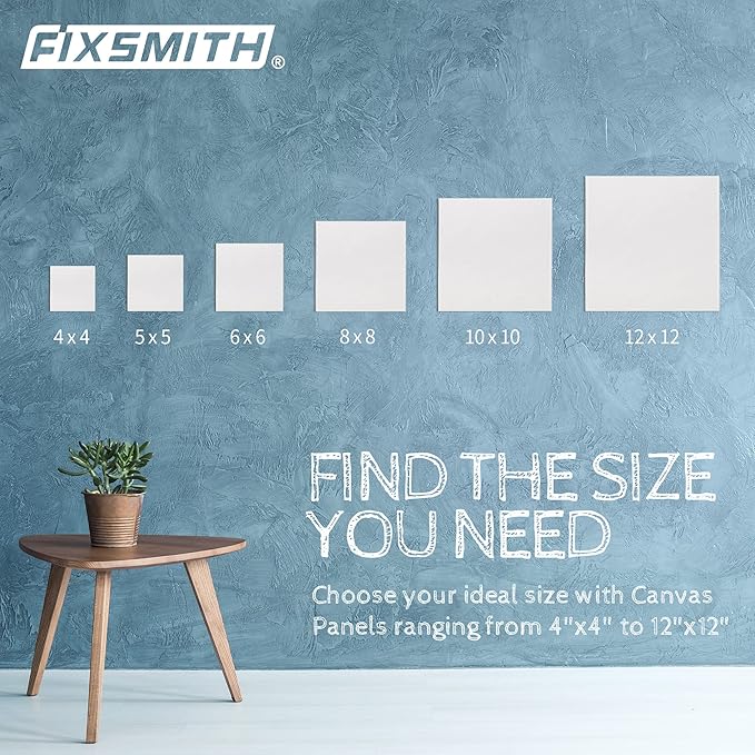 FIXSMITH Canvas Boards for Painting 4x4 Inch, Super Value 24 Pack Mini Canvases, White Blank Canvas Panels, 100% Cotton Primed, Painting Art Supplies