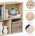 Wooden Cube Storage Organizer with Closed Back Panel, 11in Cube Shelf Opening, Bookshelf, Display Shelf,Closet Cabinet for Home and Office (White Oak, 5-Cube 35.98L*9.45W*24.09H)