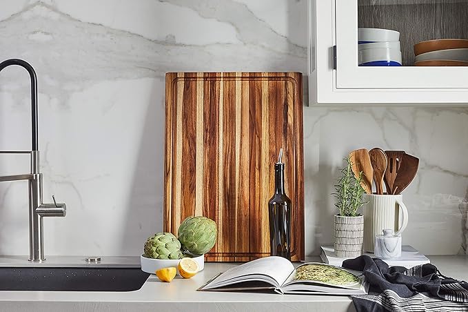 Sonder Los Angeles, XXL Thick Edge Grain Teak Wood Cutting Board for Kitchen with Juice Groove, 23x17x1.5 Charcuterie Wooden Board in Large (Gift Box Included)