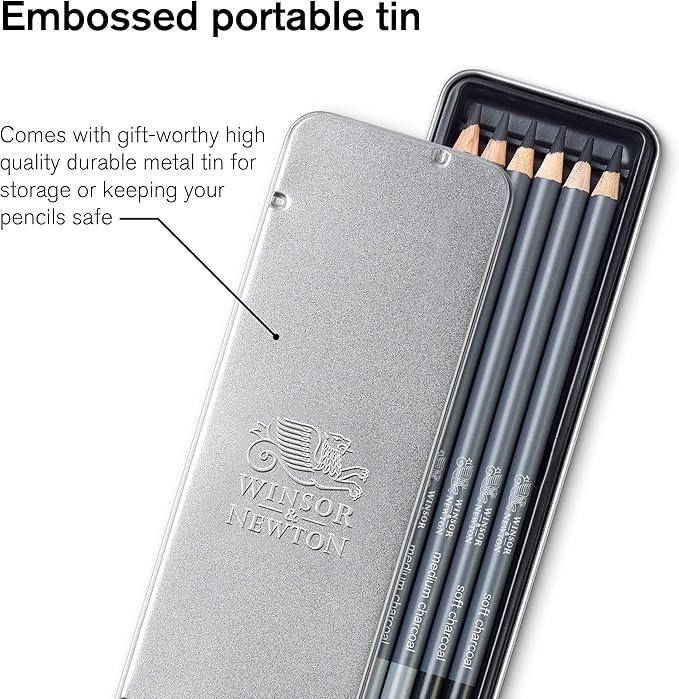 Winsor & Newton Studio Collection, 6 Count, Charcoal Pencils