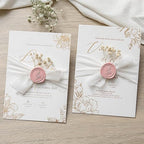 PONATIA 50 Pcs Dusty Rose Wax Seal Stickers - Eucalyptus Leaf, Perfect for Wedding Invitations, Gift Wrapping & More