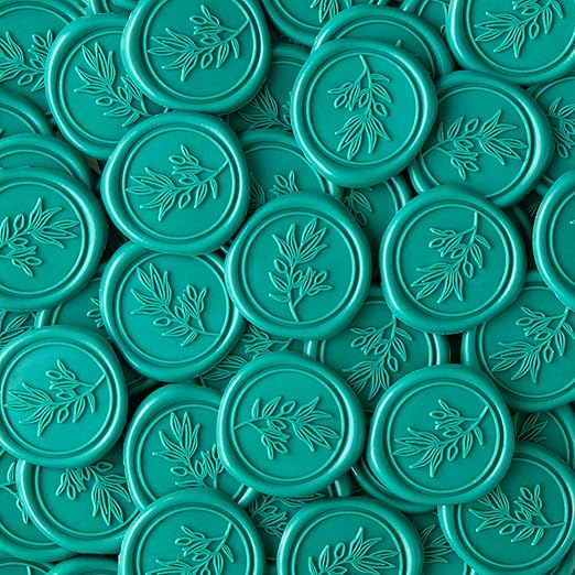 PONATIA Teal Green Wax Seal Stickers - 50 Pcs Self- Adhesive Wedding Envelopes Wax Seals Perfect for Invitation Cards, Envelopes, Christmas Cards, Gift Wrapping, Party Menu Decor