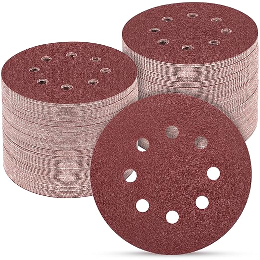 100 PCS 5 Inch Sanding Discs 150 Grit, Round Hook and Loop Sandpaper for Random Orbital Sander