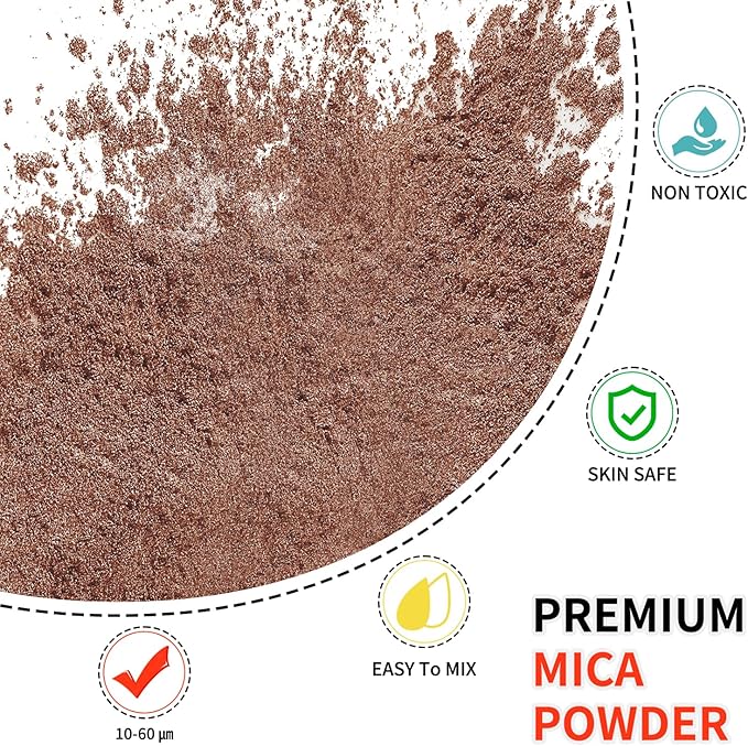 Mica Powder - 100g Mica Powder for Epoxy Resin - Metallic Color Pigment for Resin, Soap, Bath Bombs, Eye Shadow, Nails, DIY Crafting Projects etc. (Brown)
