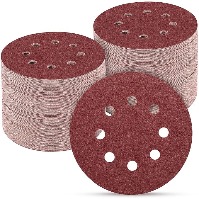 100 PCS 5 Inch Sanding Discs 100 Grit, Round Hook and Loop Sandpaper for Random Orbital Sander
