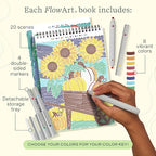 Lifelines FlowArt Activity Pad, 2-Pack Fall Set + Bonus Pad - Guided Dot-by-Letter Art Meditations with Markers - Color by Number/Letter and More Coloring Books for Teens, Adults & Seniors