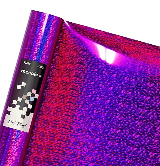 Mosaic+ Purple Brushed Holographic 1ft x 5ft Crafting Vinyl Crinkle-Free 8yr UV Finish Crafting Vinyl, by VViViD