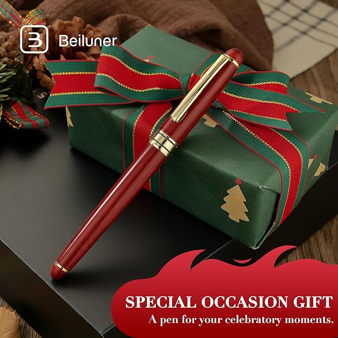 BEILUNER Luxury Wood Ballpoint Pen Writing Set,Rosewood-Elegant Fancy Nice Gift Pen Set for Signature Executive Business Office Fancy Nice Supplies - Christmas Gift Boxed with Extra Refills (Black)