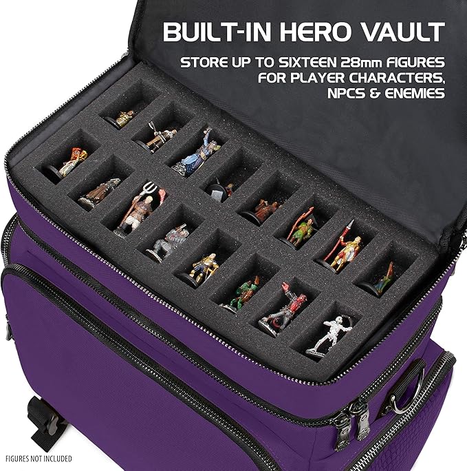 ENHANCE Travel Bag for DND Collector's Edition, Bag Compatible with Dungeons and Dragons, Battle Mat Holder, Dice Pockets and Accessories, Carry 4-8 Books (Purple Dragon)