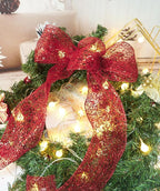 CT CRAFT LLC Sparkling Glitter Mesh Wired Ribbon 4" x 10 Yards Red for Christmas Home Decor Bow Gift Wrapping DIY Crafts Wreath