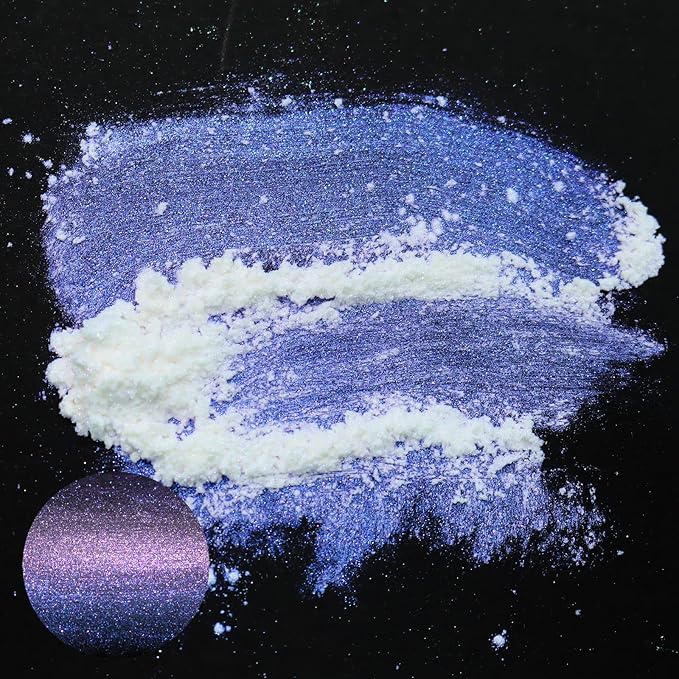 Matio Chameleon Mica Powder, 1.06oz/ 30g Northern Lights White Chrome Powder, Pearlescent Effect Color Shift Pigment for Resin Craft, Soap Candle Dye, Nail Art, Makeup,Bath Bomb,Paint,Slime Pigment