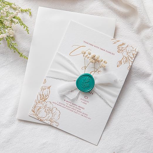 PONATIA Teal Green Wax Seal Stickers - 50 Pcs Self- Adhesive Wedding Envelopes Wax Seals Perfect for Invitation Cards, Envelopes, Christmas Cards, Gift Wrapping, Party Menu Decor