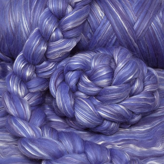 Merino Silk Luxe Tonal Designer Blend. Superfine Merino, Mulberry Silk, Tussah Silk. Top Roving for Spinning or Felting. Velvet Dream 4oz