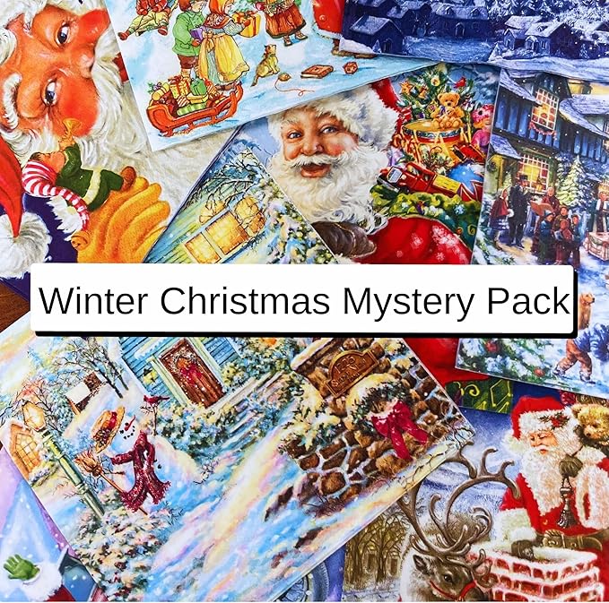 Keep Unique Mystery Pack Decoupage Paper Napkins, 20-ct Assorted Surprise Napkins, Decorative Napkins Christmas for Art Craft Junk Journal, 20 Different Designs