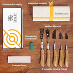 Wood Carving Kit, Deluxe 5pc Whittling Knife Set with Razor-Sharp Knives, Spoon Carving Knife, Wood Whittling Kit for Beginners and Adult Crafts