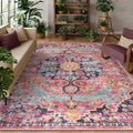 Lahome Area Rugs 9x12 Rugs for Living Room,Large Bedroom Dining Room Rug,Boho Vintage Soft Non-Slip Non-Shedding Low Pile Printed Indoor Carpet for Nursery Kids Home Office(9x12ft,Fuchsia)