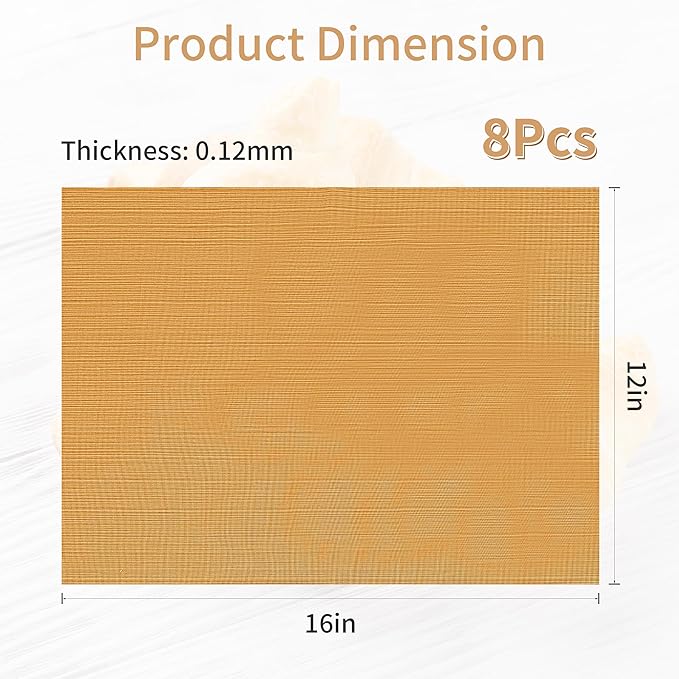 Teflon Sheets for Heat Press - 8 Pcs 16 in x 12 in Reusable and Non-Stick Teflon Paper with 8 Rolls Waterproof and Oilproof Heat Resistant Tape, No Residue with High Insulation for Printing