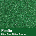 Renfio Ultra Fine Glitter Powder Metallic Resin Glitter 2.11 Oz (60g) PET Flakes Crafts Sequins 1/128" Green Glitter Epoxy Chips Flakes for Tumblers Slime Christmas Decorations - Grass Green