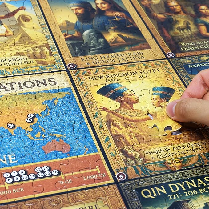 Think2Master Ancient Civilizations World History Jigsaw Puzzle 500 Pieces Large Format for Kids 12+, Teens, Adults & Families. Great Gift. Historical Timeline & World Map. Size: 26.8” X 18.9”