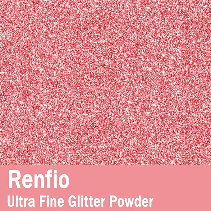 Renfio Ultra Fine Glitter Powder Metallic Resin Glitter 2.11 Oz (60g) PET Flakes Crafts Sequins 1/128" 0.008" 0.2mm Epoxy Chips Flakes for Tumblers Slime Roses Decoration - Carmine