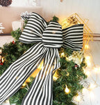 CT CRAFT LLC Striped Canvas Cotton Ribbon 6" x 10 Yards Ivory/Black Stripes for Thanksgiving Christmas Home Décor Gift Wrapping Outdoor Tree Topper Bow Wreath