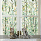 Finnez Window Privacy Film Window Film 3D No Glue Glass Sticker for Glass Door Home and Office Heat Control Anti UV (35.4 Inch x 13.1 Feet, Rainbow Grove)