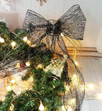 CT CRAFT LLC Sparkling Glitter Mesh Wired Ribbon 6" x 10 Yards Black for Christmas Home Decor Bow Gift Wrapping DIY Crafts Wreath