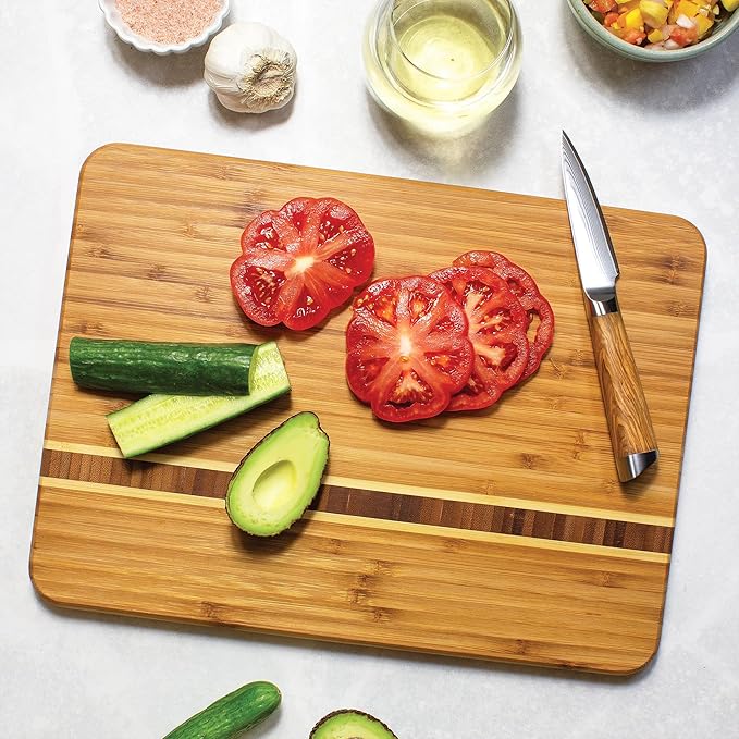 Totally Bamboo Martinique Bamboo Serving and Cutting Board, 15" x 11"