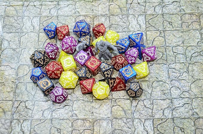 SmartDealsPro Retro Polyhedral Dice Sets with Pouches for D&D DND RPG MTG Dungeon and Dragons Table Board Roll Playing Games D4 D6 D8 D10 D% D12 D20