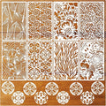 8 Pieces Stencils for Painting Reusable Corals Flowers Leaves Stencils Template Spray Paint Crafts Stencil for DIY Wood Wall Canvas Floor Furniture Crafts
