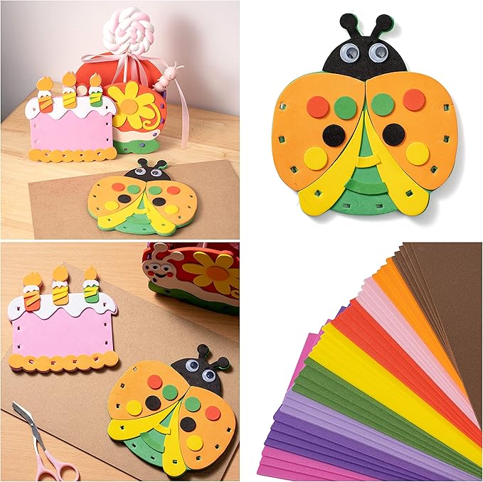 Crafare 8.5x5.5inch Colorful Foam Sheets Crafts 20 Assorted Colors 92 Pack 2mm Thick EVA Foam Sheet for School Project Supply Scrapbooking DIY Cosplay Handcraft
