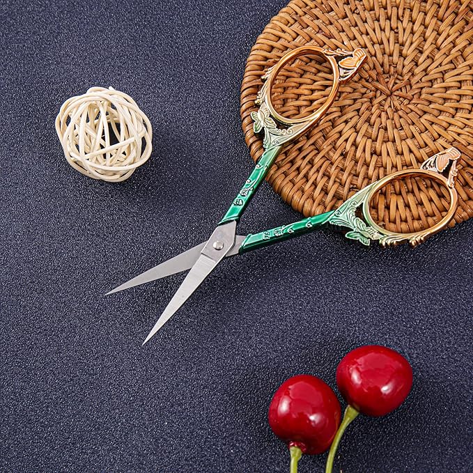 Premium Small Craft Scissors with Beautiful Butterfly Decos - Comfortable Handles and Sharp Tips for Crochet, Embroidery, and Sewing - Includes Protective Cover