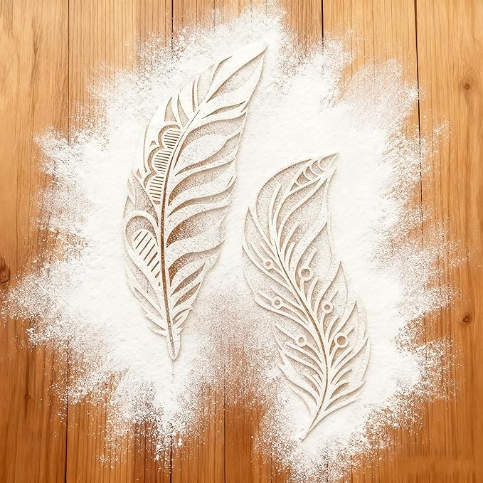 TIAMECH A4 Reusable Two Feathers Stencil for Painting - Bird Feather Layering Template, DIY Wall Art, Wood Furniture, Scrapbook & Crafts (8.3x11.7inch)