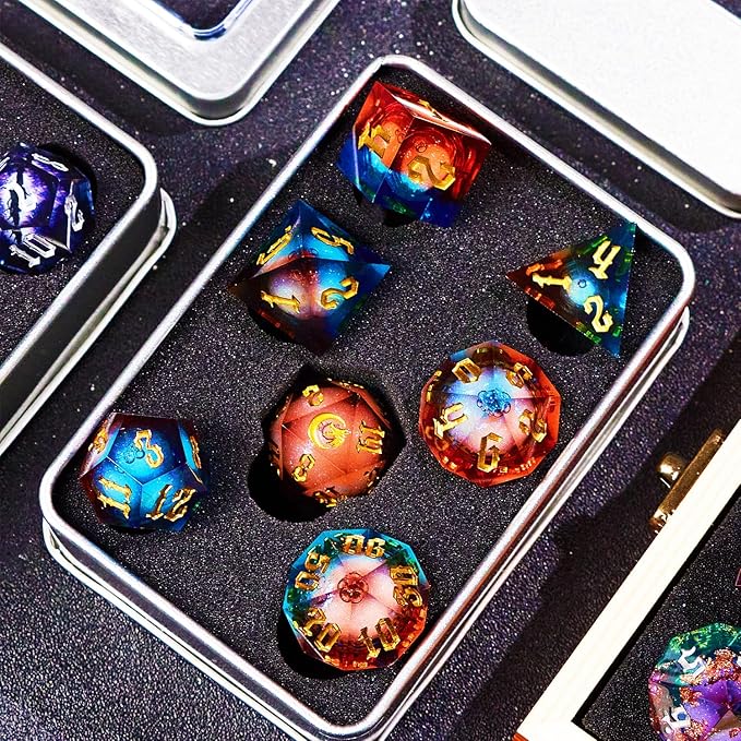 Gradual Magic Red Moon Liquid Core DND Dice Sets for Role Playing Games, Unique RPG Dungeon and Dragons Dice Set with Gift Box, Mystery Liquid Core D&D Dice Set for Gift