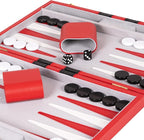Backgammon Sets for Adults with Premium Leather Case | Classic Travel Backgammon Set for Adults and Kids with Strategy & Guide | 11 Inches | Small | Red