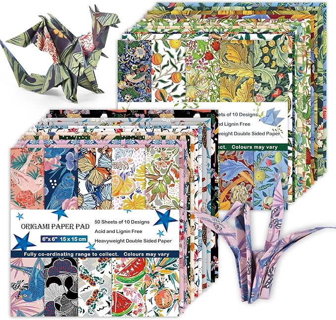Origami Paper Kit 100 Sheets 6 Inch Square Double Sided Color 20 Vivid Colors for Hand Crafts Origami Paper Arts Creativity.Summer