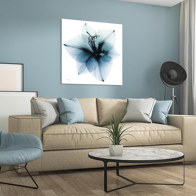 Empire Art Direct Frameless Free Floating Tempered Glass Panel Graphic Wall Art Ready to Hang, 38" x 38", Glacial Amaryllis
