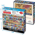 Think2Master Colorful Vintage World Travel Poster 500 pieces Large Format Jigsaw Puzzle for kids 12+, teens, adults & families. Great gift for people intent in traveling the World. Size: 26.8” X 18.9”