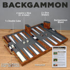 Large Backgammon Sets for Adults - Classic Board Games for 2 Players Adults and Kids - Premium Backgammon Set 15 inch Board and 32 Backgammon Pieces in Quality PU Leather Case - Gift for Man