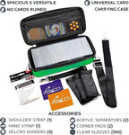 Quiver Time Green Bolt Card Carrying Case fits Pokemon Cards and other TCG Games - Storage Bag for Playing/Trading Cards and Deck Box (Straps, Dividers & 100 Apollo Card Sleeves)