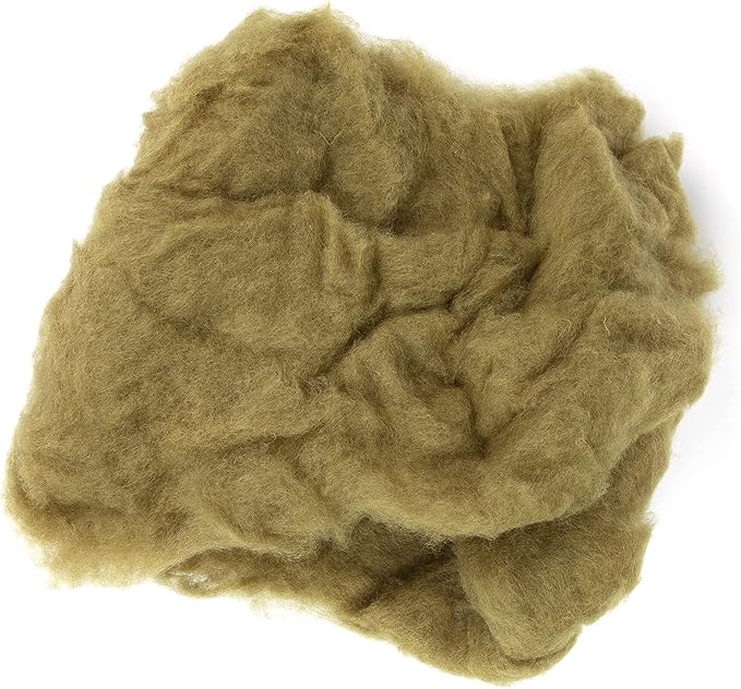 Desert Breeze Distributing Maori Wool Carded Batting, 100% Natural New Zealand Wool Made by DHG in Italy for Needle Felting, 3.5 OZ, 27 Micron, Color Olive Green