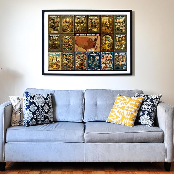 Think2Master History of The United States 500 Pieces Large Format Jigsaw Puzzle: Kids 12+, Teens, Adults & Families. Great Gift. Presidents, Key Events & ERAS from 1776 to Today. Size: 26.8” X 18.9”