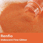Renfio Iridescent Ultra Fine Glitter Powder Resin Supplies Glitters 1.94 Oz (55g) PET Flake Crafts Sequins 1/128" 0.008" 0.2mm Epoxy Chips Flakes for Tumblers Slime Painting - Orange