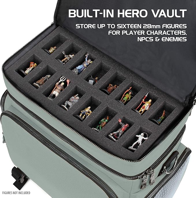 ENHANCE Travel Bag for DND Collector's Edition, Bag Compatible with Dungeons and Dragons, Battle Mat Holder, Dice Pockets and Accessories, Carry 4-8 Books (Silver Dragon)