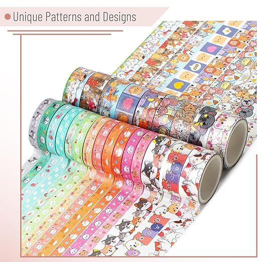 Mr. Pen- Cute Washi Tape for Journaling, 24 Rolls (12 x 7.5mm Wide & 12 x 15mm Wide), 3 Meter/Roll, Decorative Gold Foil Washi Tape Set, Halloween Supplies
