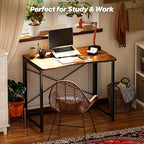 Huuger Folding Desk for Small Spaces, 31.5 Inch Foldable Computer Table, for Home Office, Study, Bedroom, Dorm, Space Saving, Small Writing Work Office Computer Desk, Easy to Fold, Rustic Brown