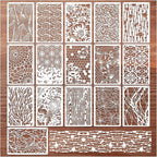 16 Pieces Stencils for Painting, Abstract Texture Mixed Media Art Supplies Crafts Reusable Layering Stencil Brick Pattern Templates for Drawing Card Making Canvas Furniture Paper (Mixed16)