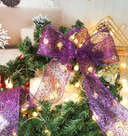 CT CRAFT LLC Sparkling Glitter Mesh Wired Ribbon 4" x 10 Yards Purple for Christmas Home Decor Bow Gift Wrapping DIY Crafts Wreath
