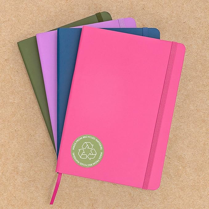 PAPERAGE Recycled Blank Journal Notebook, (Dark Blue), 160 Pages, Medium 5.6 in x 8 in - 100 GSM Thick Paper – Hardcover Journaling Notebook for Work, School, Note Taking or Sketching