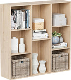 Wooden Cube Storage Organizer with Closed Back Panel, 11in Cube Shelf Opening, Bookshelf, Display Shelf,Closet Cabinet for Home and Office (White Oak, 8-Cube 35.98L*9.45W*35.91H)
